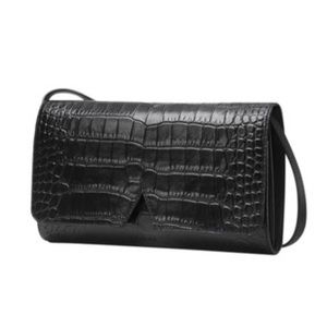 Vince Signature V small CrocodileLeather Crossbody